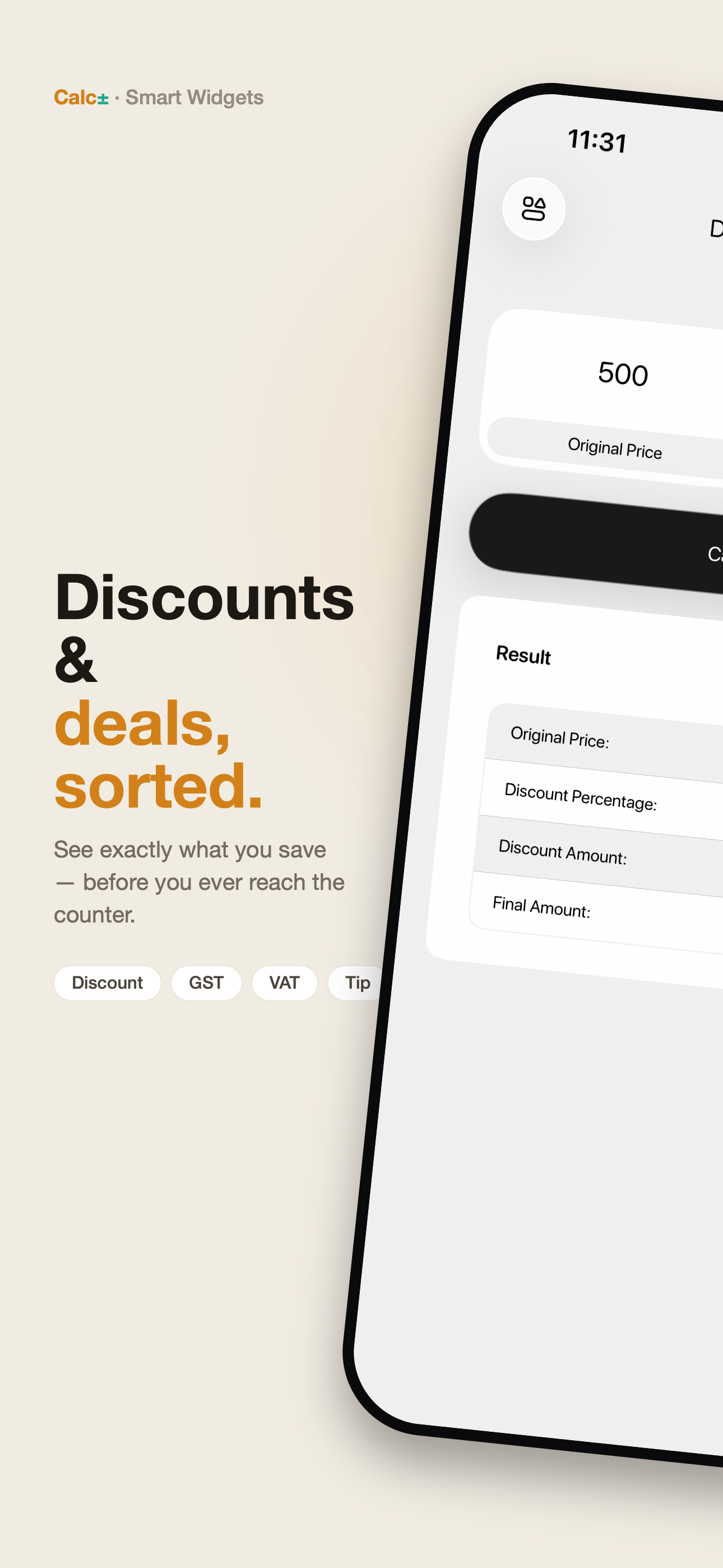 Calc ± Smart Widgets mobile screen 3